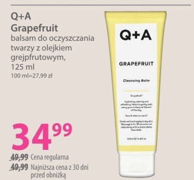 Balsam Q+A Grapefruit balsam do oczyszczania twarzy z olejkiem grejpfrutowym promocja w Hebe
