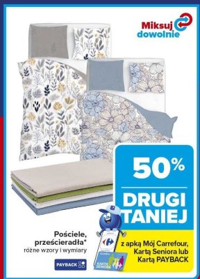 Pościele, prześcieradła drugi -50% taniej promocja w Carrefour