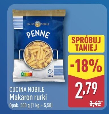 Makaron rurki Cucina Nobile promocja w Aldi