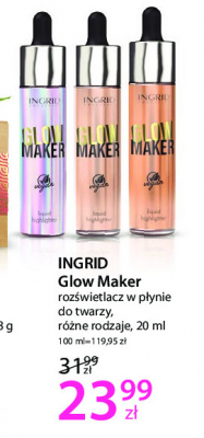 Rozświetlacz w płynie do twarzy 3 Ingrid glow maker Ingrid cosmetics promocja