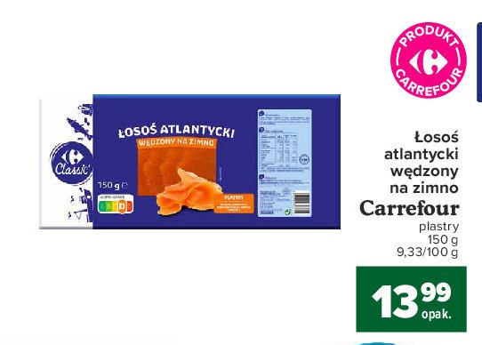 Łosoś atlantycki wędzony na zimno Carrefour classic promocja