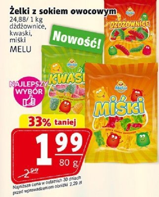 Żelki z sokiem owocowym Melu promocja w Prim Market
