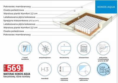 Materac KOKOS AQUA kieszonkowy, różne rozmiary promocja w Merkury Market