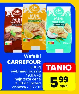 Mini wafelki cytrynowe Carrefour classic promocja