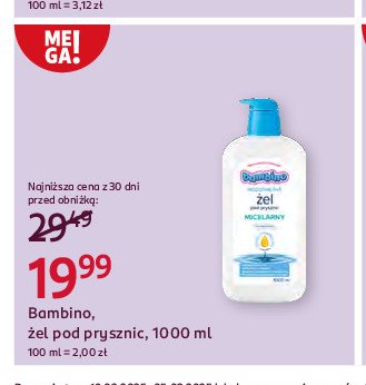 Żel pod prysznic micelarny Bambino rodzina promocja w Rossmann