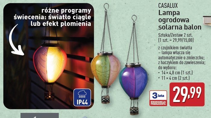 Lampy solarne do ogrodu Casalux promocja