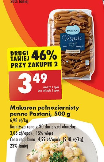 Makaron pełnoziarnisty penne Pastani promocja