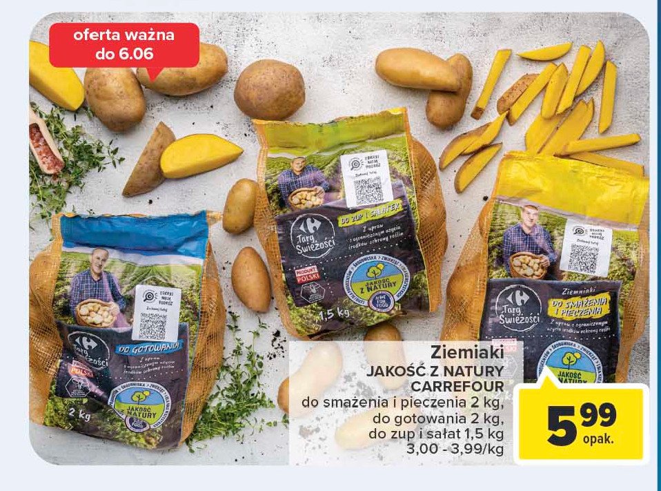 Ziemniaki do zup i sałatek Jakość z natury carrefour promocja w Intermarche