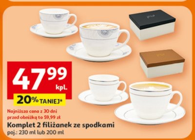 Komplet 2 filiżanek ze spodkami poj. 230 ml lub 200 ml promocja w Auchan