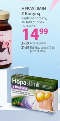 HEPASLIMIN Z Biotyną suplement diety 30 tabl/1 opak promocja w Hebe