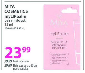 Balsam do ust intensywnie nawilżający Miya my lip balm promocja w Hebe