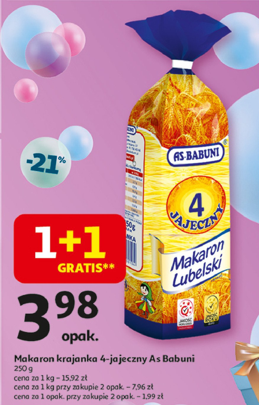 Makaron 4-jajeczny niteczki As-babuni lubelski promocja w Auchan