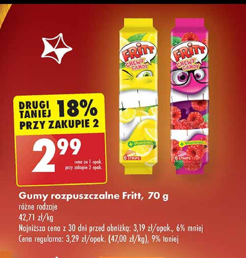 Cukierki rozpuszczalne cytrynowe Fritt promocja w Biedronka