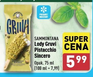 Lody pistachio SAMMONTANA GRUVI promocja w Aldi