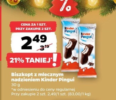 Biszkopt z mlecznym nadzieniem Kinder Pingui promocja w Netto