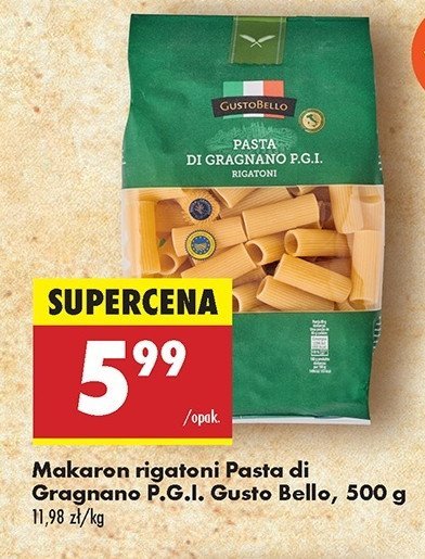 Makaron di gragnano pgi rigatoni Gustobello promocja w Biedronka