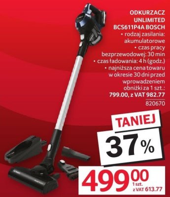Odkurzacz UNLIMITED BCS611P4A BOSCH promocja w Selgros