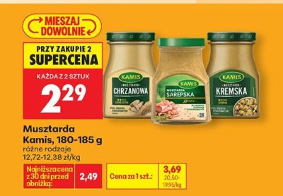 Musztarda Kamis 180-185 g różne rodzaje promocja w Biedronka