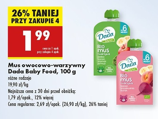 Mus banan brzoskwinia burak Dada promocja