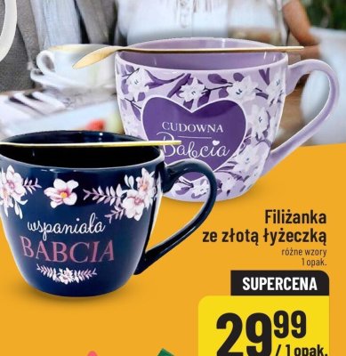 Filiżanka ze złotą łyżeczką dla babci różne wzory promocja w POLOmarket