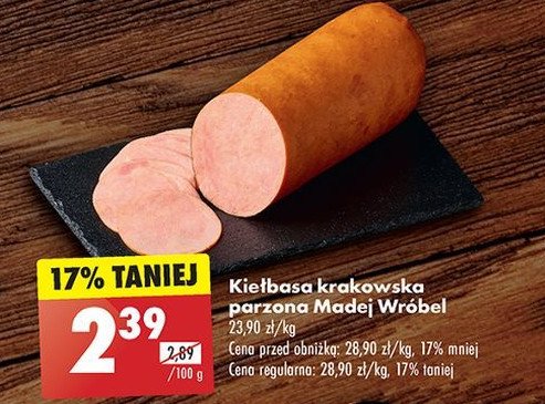 Kiełbasa krakowska parzona Madej & wróbel promocja