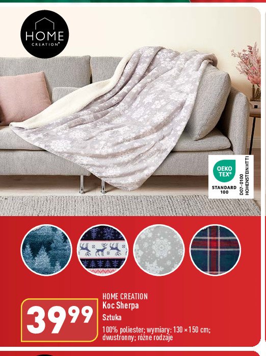 Koc sherpa 130 x 150 cm Home creation promocja