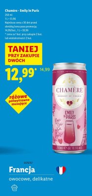 Wino musujące Chamère Emily in Paris różowe półwytrawne  promocja w Lidl