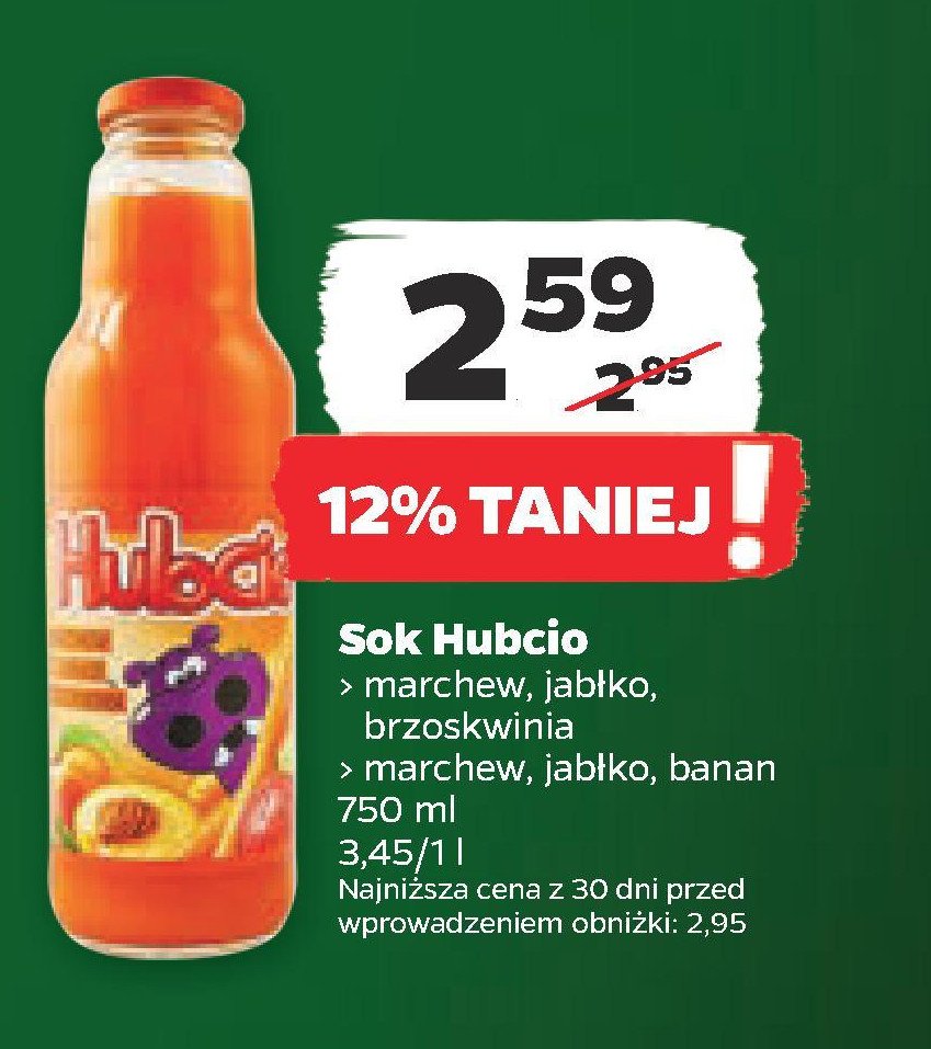 Sok marchew-brzoskwinia-jabłko HUBCIO promocja
