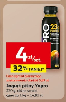 Jogurt pitny Yopro 270 g, różne smaki promocja w Auchan