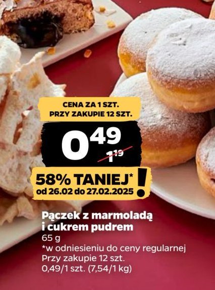 Pączek z marmoladą i cukrem pudrem promocja w Netto