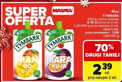 Mus TYMBARK Mango, Marakuja różne rodzaje 200g promocja w Carrefour Market