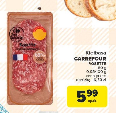 Kiełbasa francuska sucha z orzechami laskowymi Carrefour targ świeżości promocja