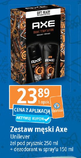 Zestaw w pudełku żel pod prysznic 250 ml + dezodorant 150 ml Axe dark temptation promocja