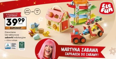 Drewniane lub tekturowe zabawki edukacyjne różne rodzaje promocja w Biedronka