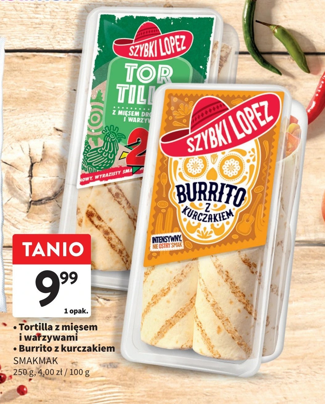 Tortilla z mięsem drobiowym i warzywami SZYBKI LOPEZ promocja w Intermarche