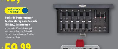 Zestaw kluczy nasadowych i bitów, 21 elementów Parkside Performance promocja w Lidl