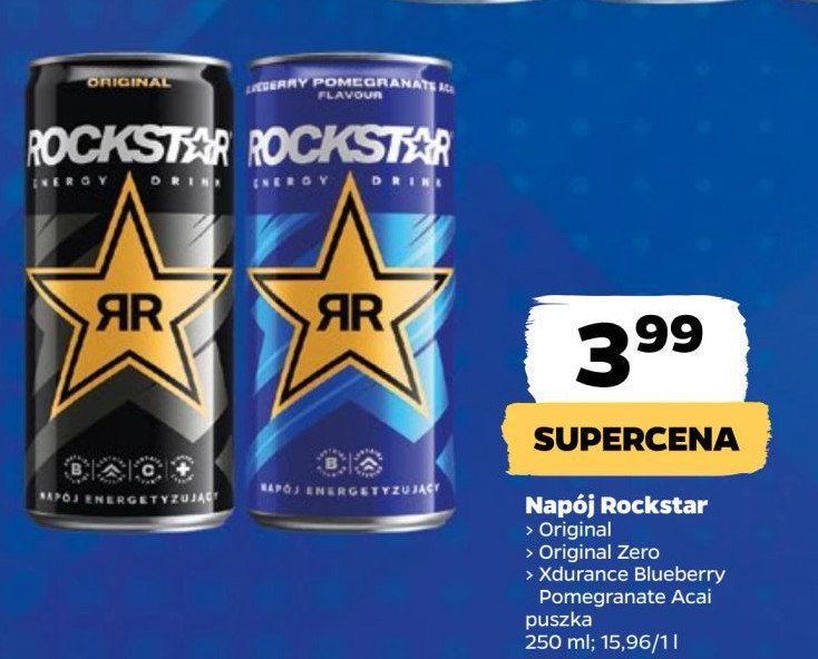 Napój energetyczny pure zero Rockstar energy drink promocja w Netto