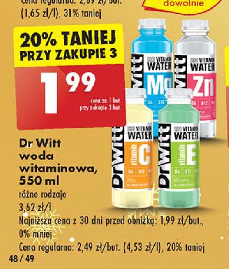 Napój z cynkiem Dr witt vitamin water promocja w Biedronka