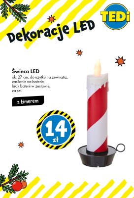 Świeca LED z timerem ok. 27 cm promocja w Tedi