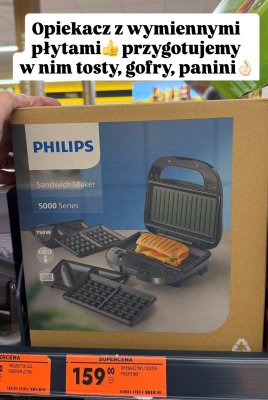 Opiekacz z wymiennymi płytami 3w1 Sandwich Maker 5000 Series promocja w Biedronka