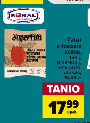 Tatar z łososia wędzonego w dymie olchowo-bukowym Superfish promocja