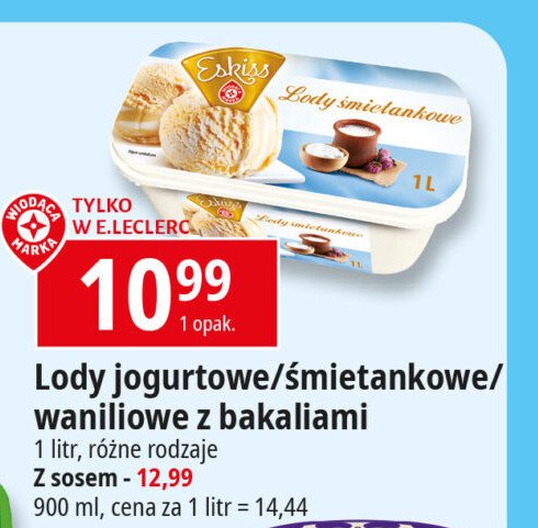 Lody o smaku waniliowym z bakaliami Wiodąca marka eskiss promocja