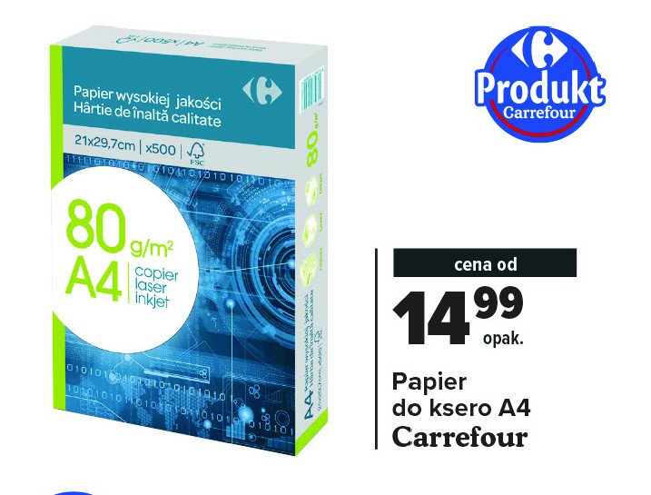 Papier ksero a4 Carrefour promocja