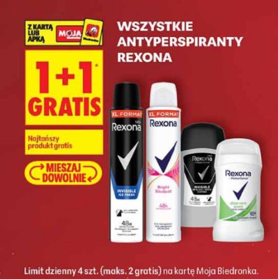 Antyperspirant Rexona różne rodzaje promocja w Biedronka