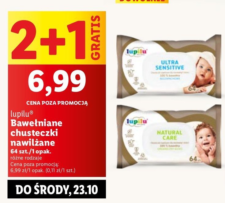 Chusteczki nawilżane natural care Lupilu premium promocja