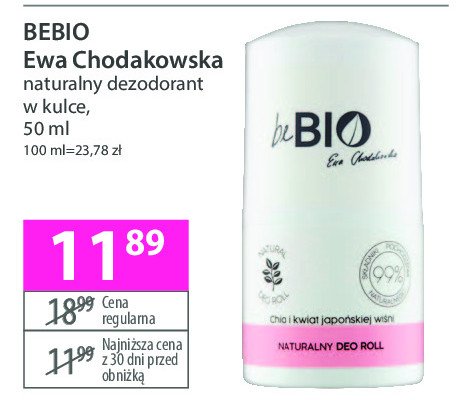 Dezodorant chia i kwiat japońskiej wiśni Be bio promocja