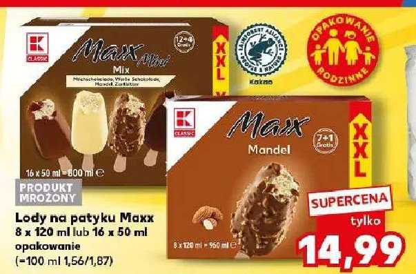 Lody mini maxx K-classic promocja w Auchan