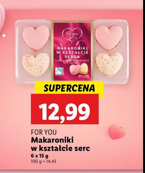 Makaroniki w kształcie serca migdałowe For you promocja