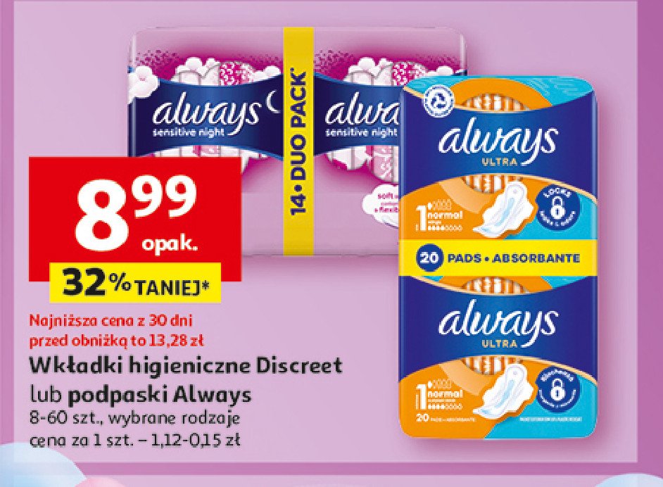 Podpaski ultra night Always sensitive promocja