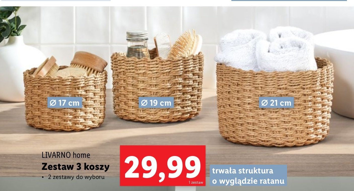 Zestaw koszy z bawełny LIVARNO HOME promocja